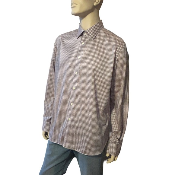 Joseph Abboud Check Dress Shirt Cotton Button Down Collar Long Sleeve Luxury - Picture 7 of 15